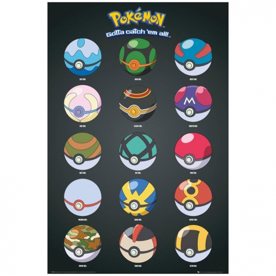 Poster Pokémon Pokeballs, 91,5 x 61 cm
