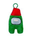 Peluche Among Us Verde con Sombrero Rojo, 15 cm