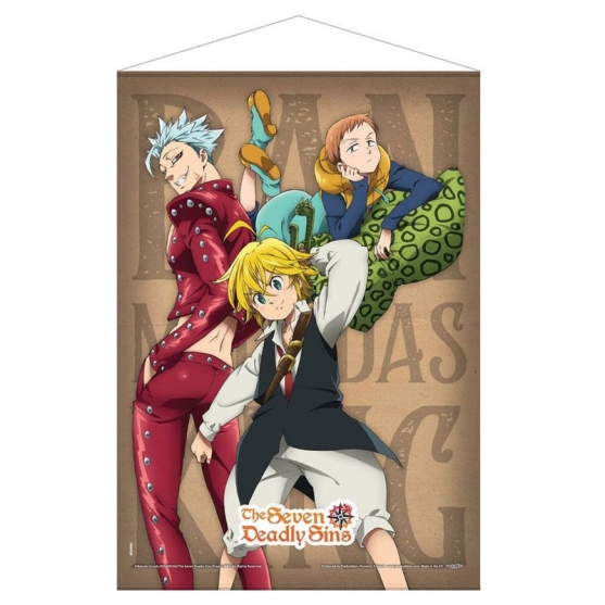 Poster Tela Enrollable The Seven Deadly Sins, Ban, Meliodas y King, 50 x 70 cm