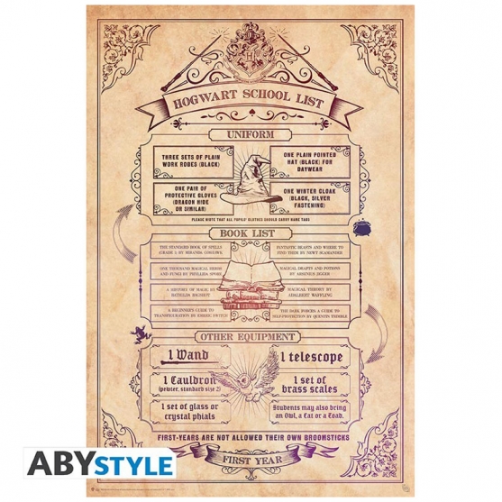 Poster Harry Potter Hogwarts School List, 91,5 x 61 cm