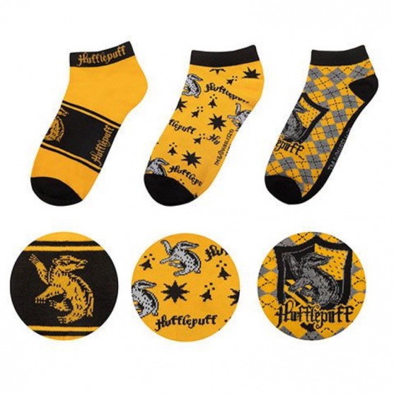 Calcetines Tobilleros Harry Potter Hufflepuff, 3 Pares.