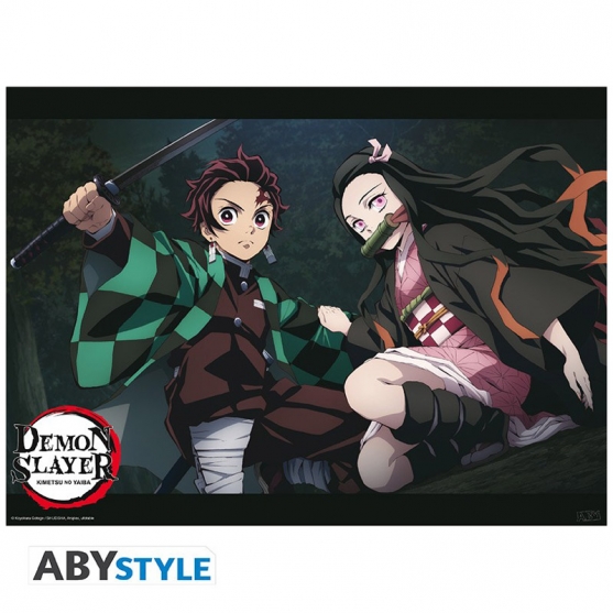 Poster Demon Slayer Kimetsu no Yaiba, Tanjiro y Nezuko, 52 x 38 cm