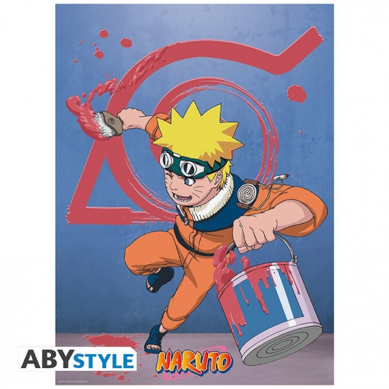 Poster Naruto, Naruto y Konoha Emblema, 52 x 38 cm