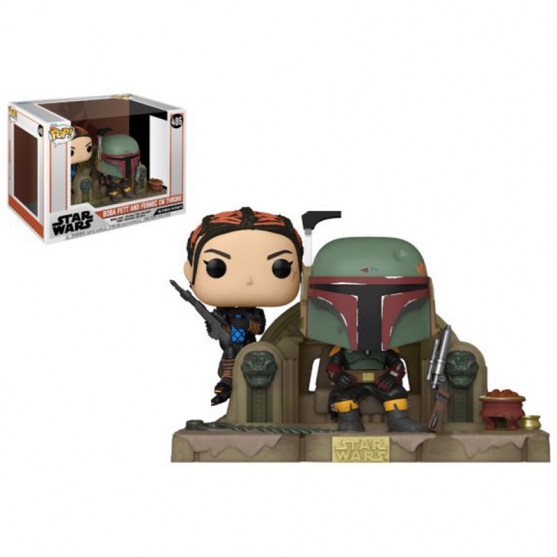Pop! Boba Fett and Fennec on Throne 486 Star Wars The Mandalorian Television Moments