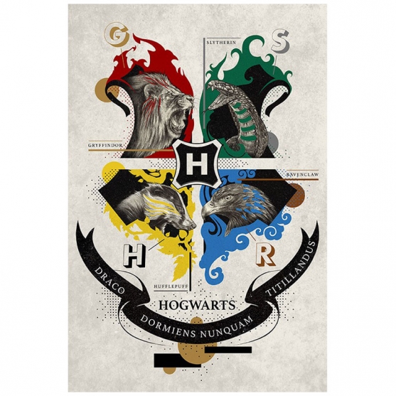 Poster Harry Potter Escudo Animales 91,5 x 61 cm