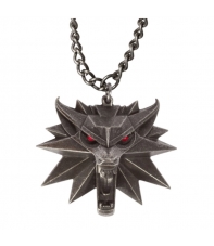 Cadena con Colgante The Witcher III, Medallón Lobo Ojos con Luz