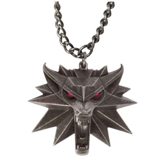 Cadena con Colgante The Witcher III, Medallón Lobo Ojos con Luz