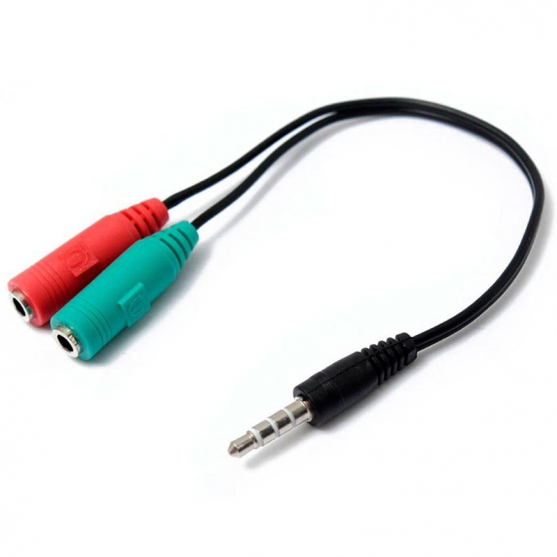 Adaptador Audio Micrófono y Auricular, 2 a 1 Minijack 3,5