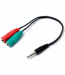 Adaptador Audio Micrófono y Auricular, 2 a 1 Minijack 3,5