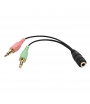 Adaptador Audio Micrófono y Auricular, 1 a 2 Minijack 3,5