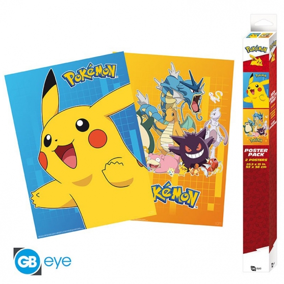 Pack 2 Posters Pokémon Personajes 52 x 38 cm