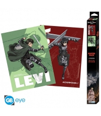 Pack 2 Posters Attack on Titan Levi y Mikasa, 52 x 38 cm