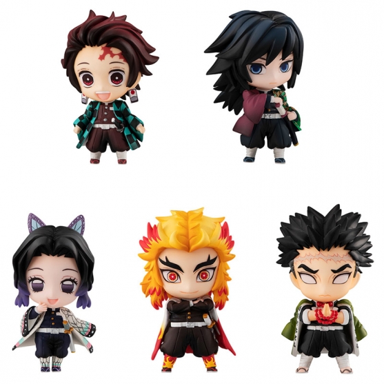 Pack 5 Figuras Demon Slayer Kimetsu no Yaiba, Tanjiro with Hashira Mascot Set A 5 cm