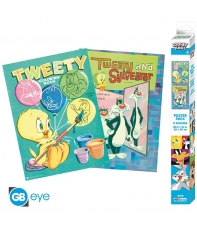 Pack 2 Posters Looney Tunes, Piolín y Silvestre 52 x 38 cm