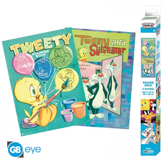 Pack 2 Posters Looney Tunes, Piolín y Silvestre 52 x 38 cm