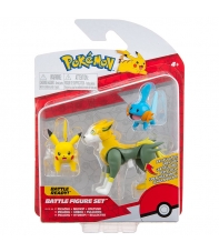 Figuras Pokémon Pikachu + Mudkip + Boltund, Battle Figure Set, de 4 a 8 cm