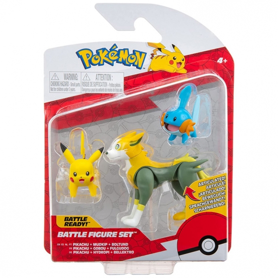 Figuras Pokémon Pikachu + Mudkip + Boltund, Battle Figure Set, de 4 a 8 cm