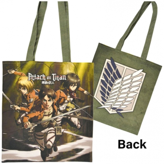 Bolsa con Asas Attack on Titan, Eren, Mikasa y Armin