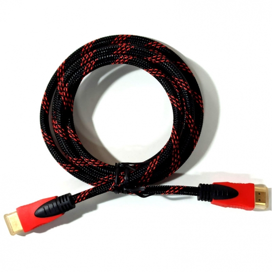 Cable Hdmi Trenzado 4K Negro y Rojo, 1,8 metros