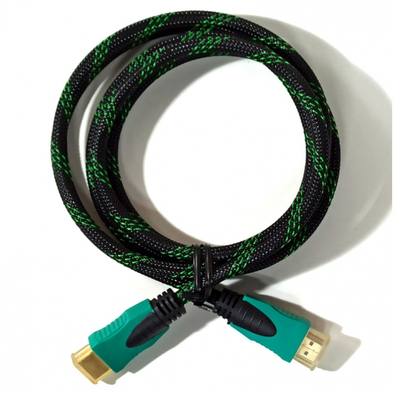 Cable Hdmi Trenzado 4K Negro y Verde, 1,8 metros