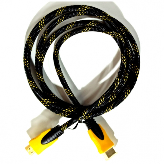 Cable Hdmi Trenzado 4K Negro y Amarillo, 1,8 metros