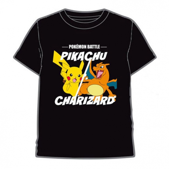 Camiseta Pokémon Pikachu y Charizard, Niño 10 Años