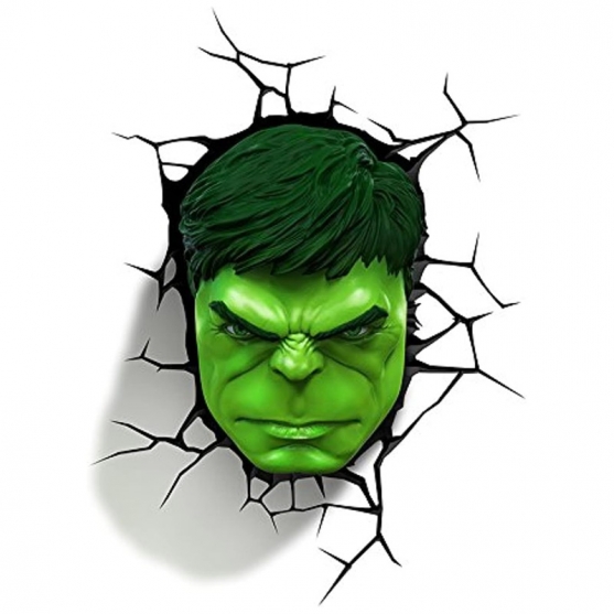 Lámpara Marvel, Hulk Cabeza 3D, 24 cm