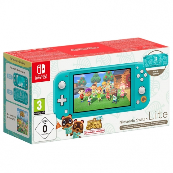 Consola Nintendo Switch Lite Turquesa Edición Timmy & Tommy Aloha Edition + Animal Crossing New Horizons
