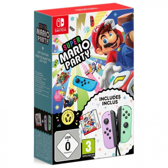 Super Mario Party (Código de descarga) + 2 Joy-Con (Verde y Rosa Pastel)