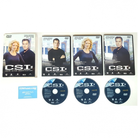 Csi Tercera Temporada, Episodios del 1 al 12, 3 Dvd Video