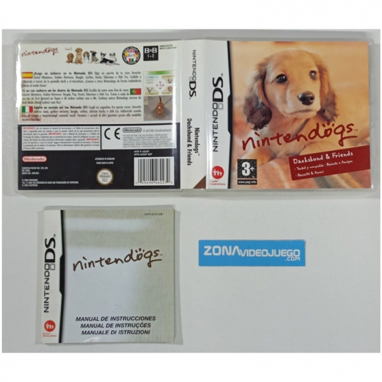 Caja y Manual Nintendogs Teckel, Nintendo DS, Pal-Esp. SIN JUEGO