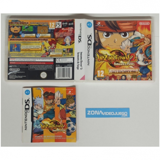 Caja y Manual, Inazuma Eleven 2 Tormenta de Fuego, Nintendo Ds, Pal-Esp NO JUEGO