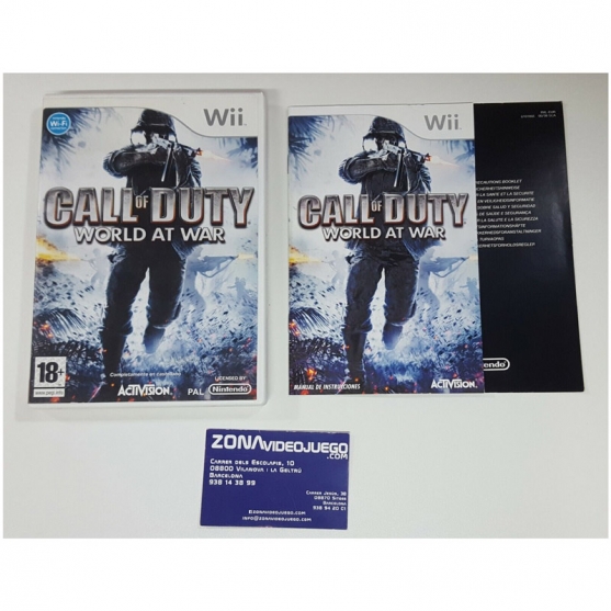 Caja y Manual Call of duty world at war, Nintendo Wii, Pal-Esp. NO JUEGO.