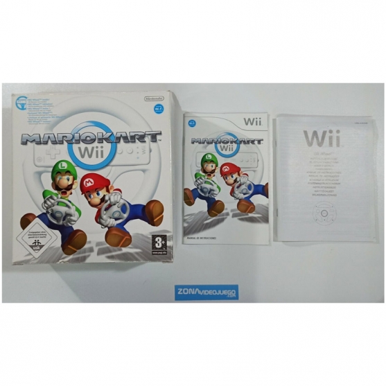 Caja y Manual Intrucciones, Mario Kart Wii. Sin juego ni volante