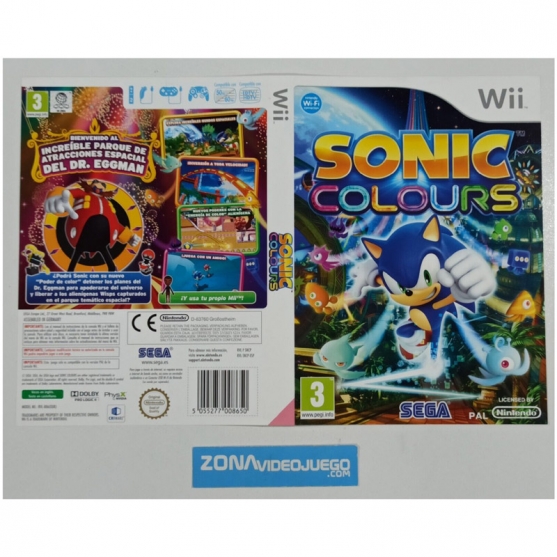 Caratula Sonic Colours, Nintendo Wii, Pal-Esp. SIN JUEGO