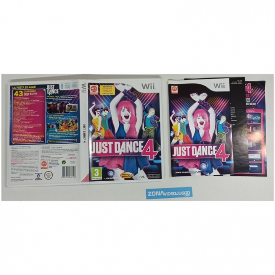 Caja vacia y manual, Just Dance 4 Nintendo Wii, Pal-Esp
