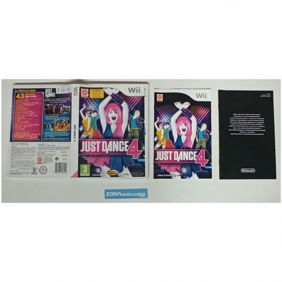 Caja vacia y manual, Just Dance 4 Nintendo Wii, Pal-Esp