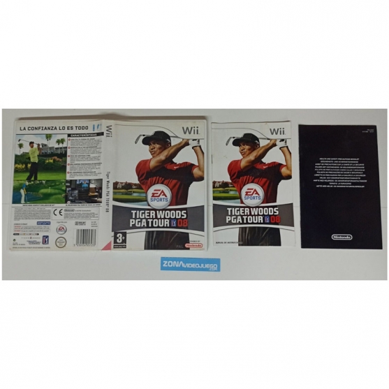 Caja y Manual Tiger Woods Pga Tour 08, Nintendo Wii, Pal-esp. SIN JUEGO