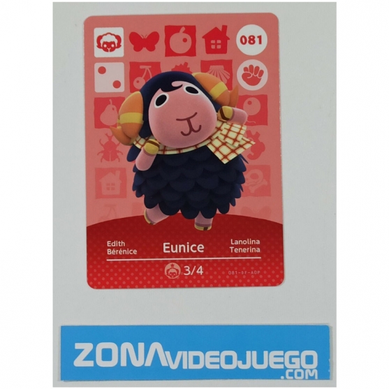 Animal Crossing tarjeta amiibo, 081 Eunice (Lanolina), Original Nintendo