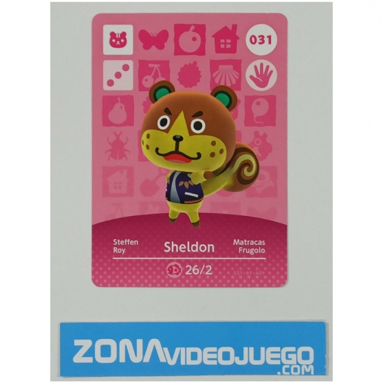 Animal Crossing tarjeta amiibo, 031 Sheldon (Matracas), Original Nintendo