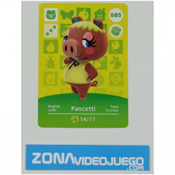 Animal Crossing tarjeta amiibo, 085 Pancetti (Talia), Original Nintendo