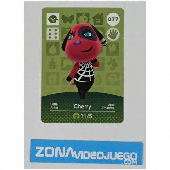 Animal Crossing tarjeta amiibo, 077 Cherry (Luna), Original Nintendo