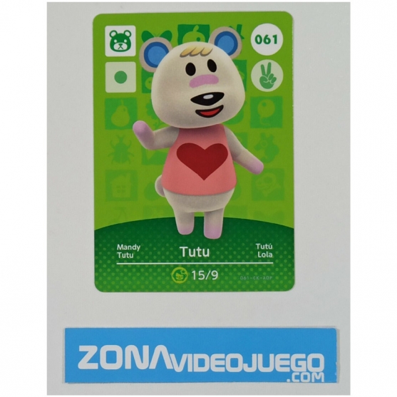 Animal Crossing tarjeta amiibo, 061 Tutu (Tutú), Original Nintendo