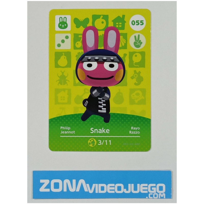 Animal Crossing tarjeta amiibo, 055 Snake (Rayo), Original Nintendo 