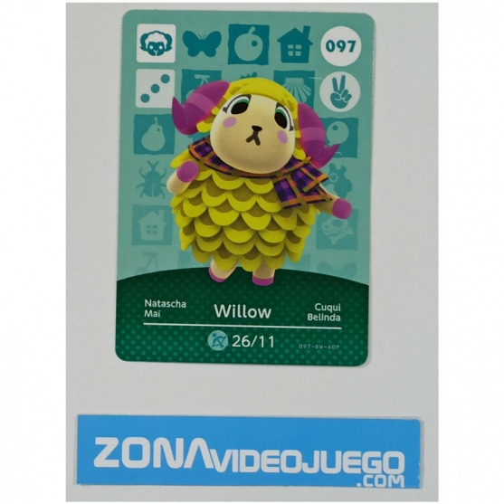 Animal Crossing tarjeta amiibo, 097 Willow (Cuqui), Original Nintendo