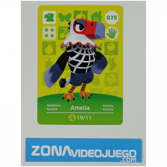 Animal Crossing tarjeta amiibo, 075 Amelia, Original Nintendo