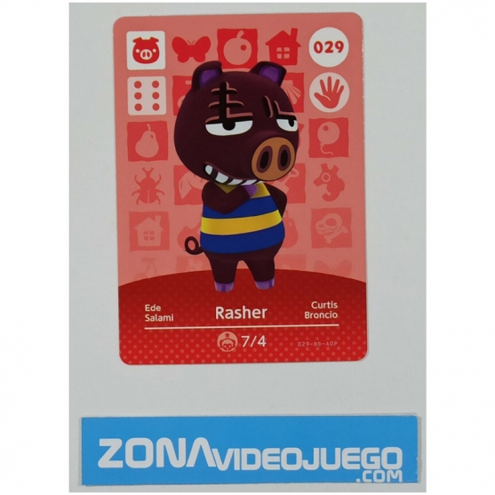 Animal Crossing tarjeta amiibo, 029 Rasher (Curtis), Original Nintendo