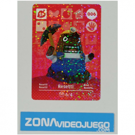 Animal Crossing tarjeta amiibo, SP 006, Original Nintendo