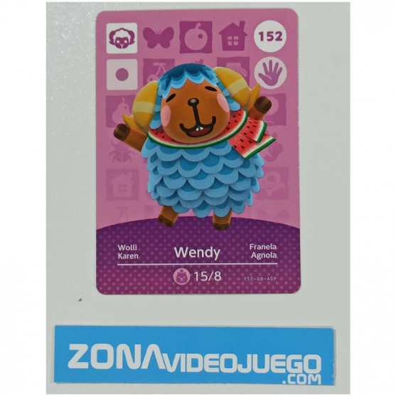 Animal Crossing tarjeta amiibo, 152 Wendy (Franela), Original Nintendo
