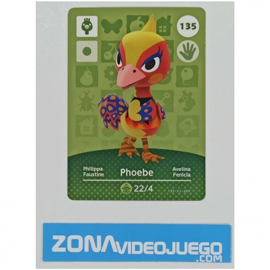 Animal Crossing tarjeta amiibo, 135 Phoebe (Avelina), Original Nintendo